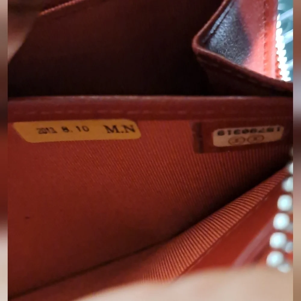 Chanel Red Quilted Cavier Zip Around Wallet With COA